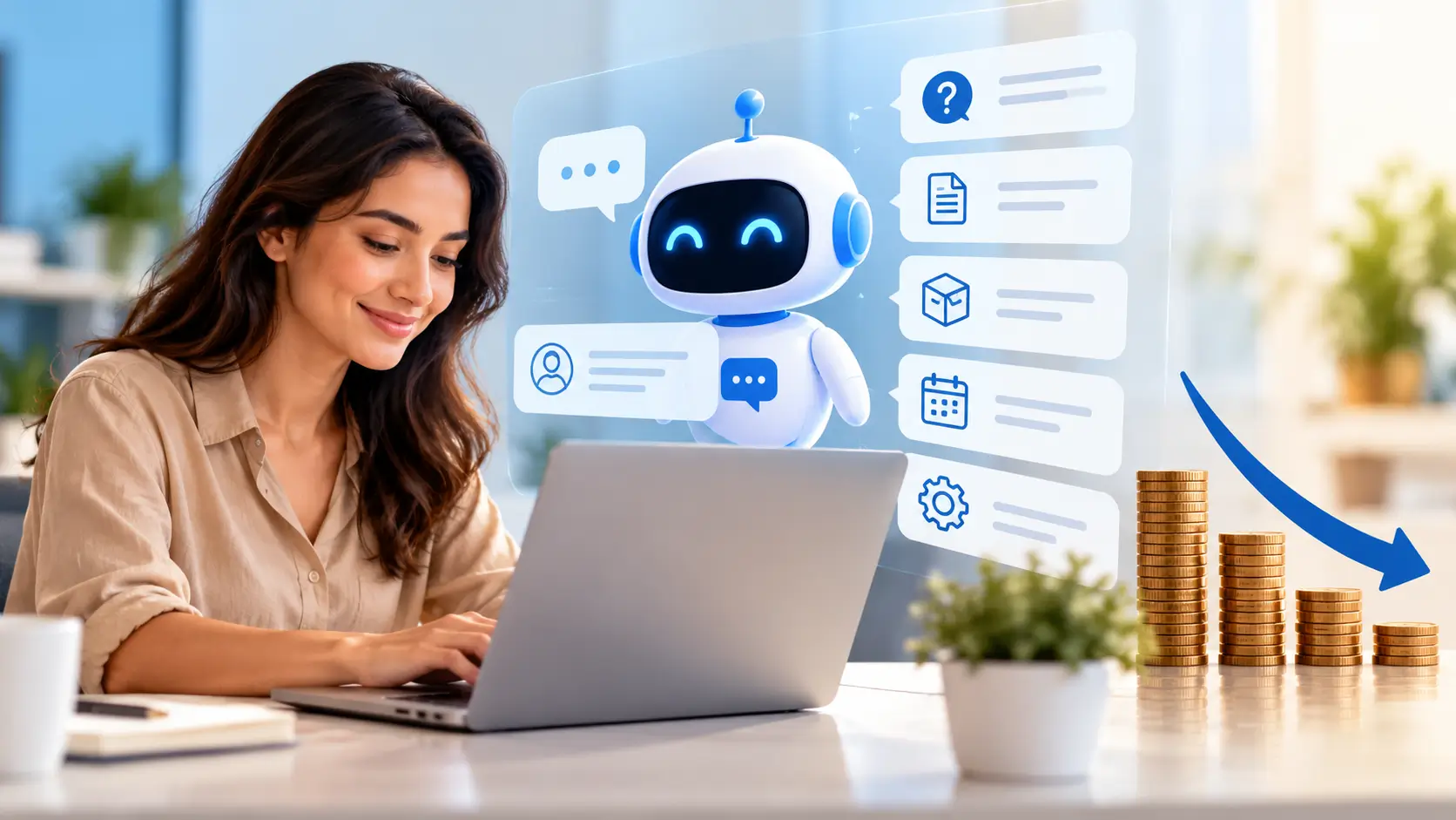 Support agent using an AI chatbot to reduce customer support costs
